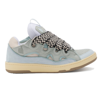 LEATHER CURB SNEAKERS LIGHT BLUE